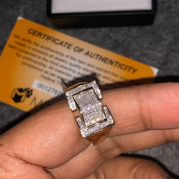 10k solid gold real diamond men ring custom made FREE APPRAISAL NOT PLATED SALE! - Picture 4 of 7